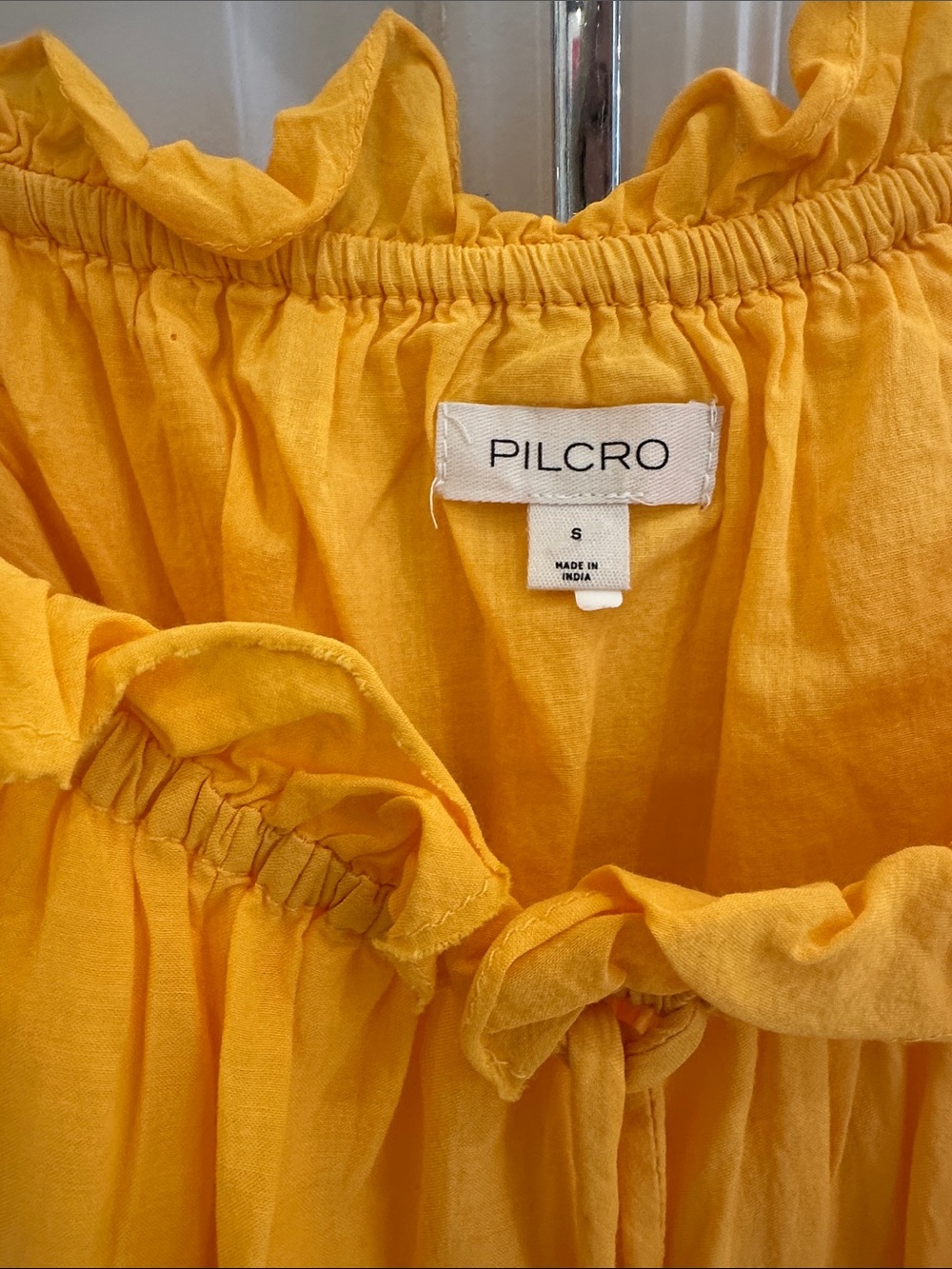 Pilcro Bright Yellow Ruffled Spaghetti Strap Camisole - Picture 2 of 3